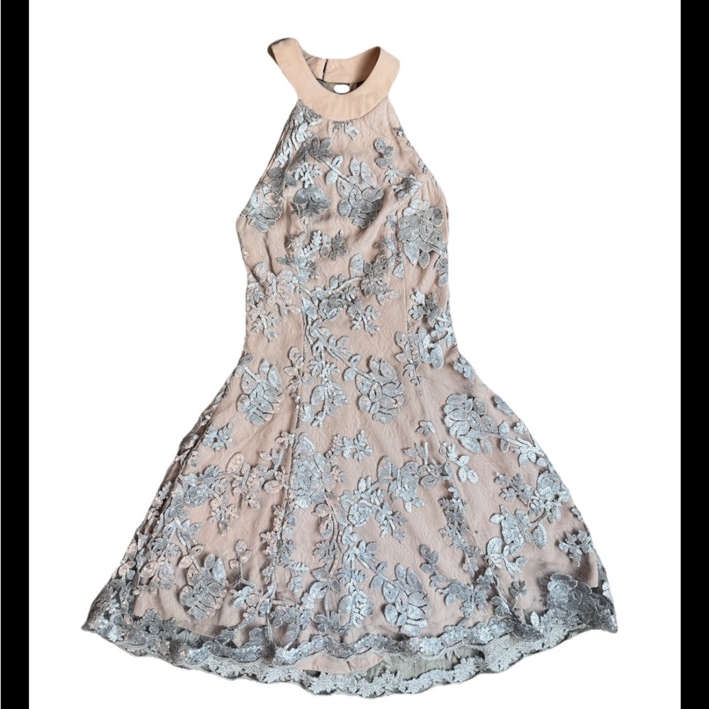Dress The Population Abbie Mini Sequin Halter Neck Dress Women’s Size Small - Picture 3 of 8